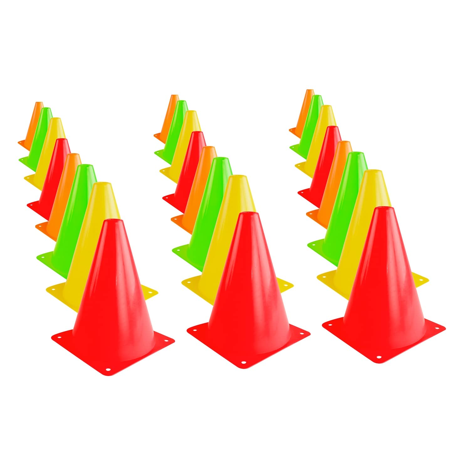 Super Z Outlet 7.5'' Bright Neon Colored Orange, Yellow, Red, Green Cones Sports Equipment For Fitness Training, Traffic Safety 