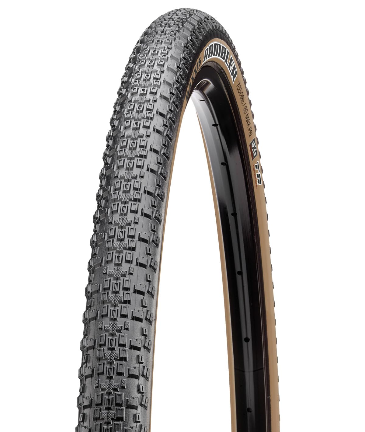 Maxxis, Rambler, Tire, 700X40C, Folding, Tubeless Ready, Dual, Exo, 60Tpi, Tanwall