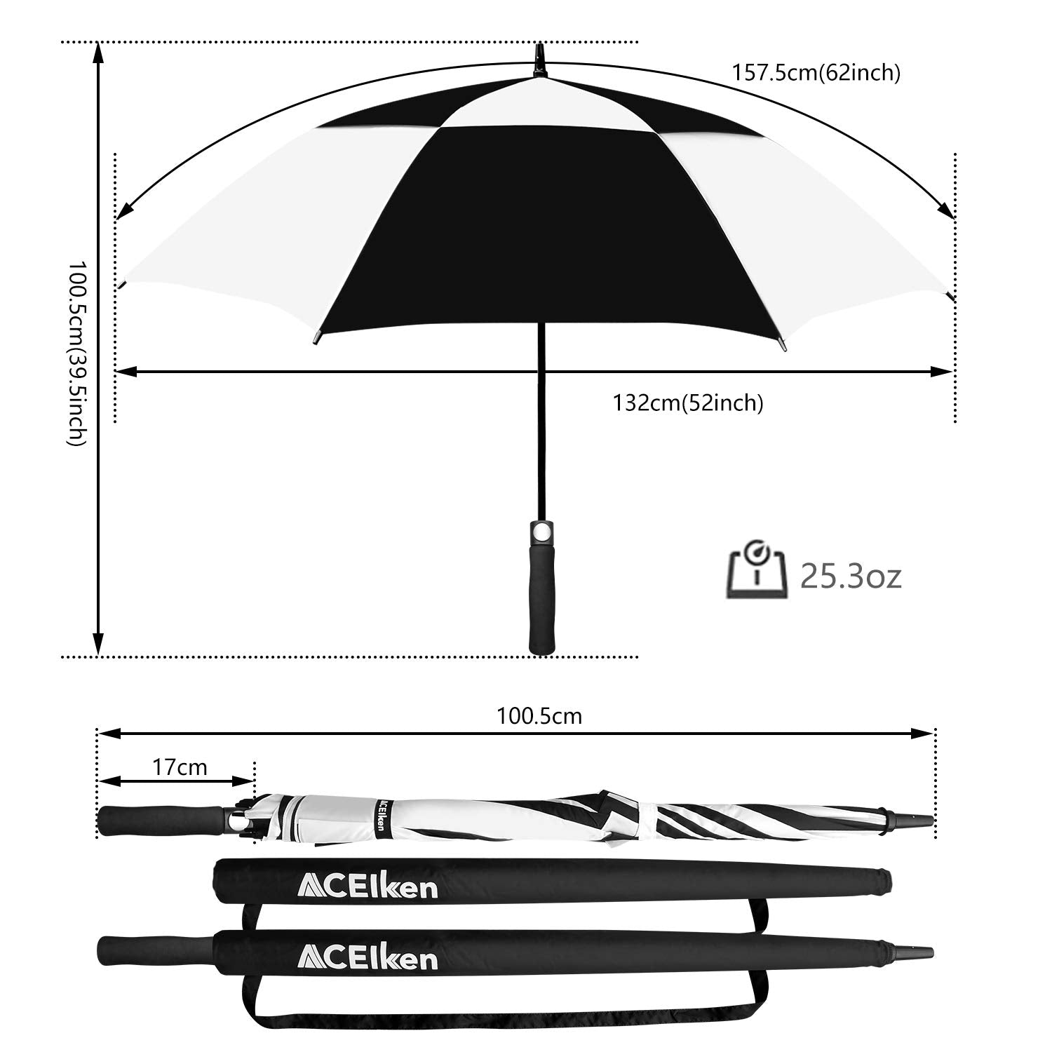 Aceiken Golf Umbrella Large 68 Inch Automatic Open Golf Umbrella Extra Large Oversize Double Canopy Vented Umbrella Windproof Wa