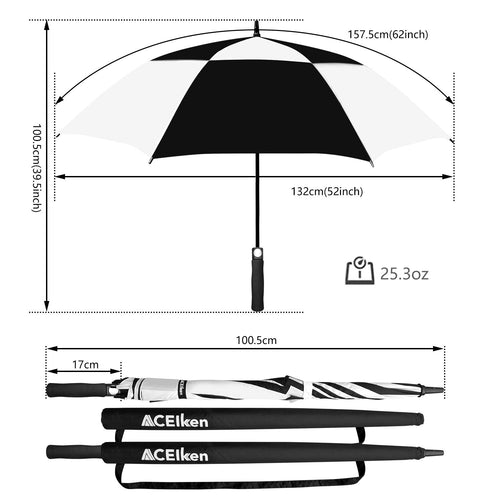 Aceiken Golf Umbrella Large 68 Inch Automatic Open Golf Umbrella Extra Large Oversize Double Canopy Vented Umbrella Windproof Wa