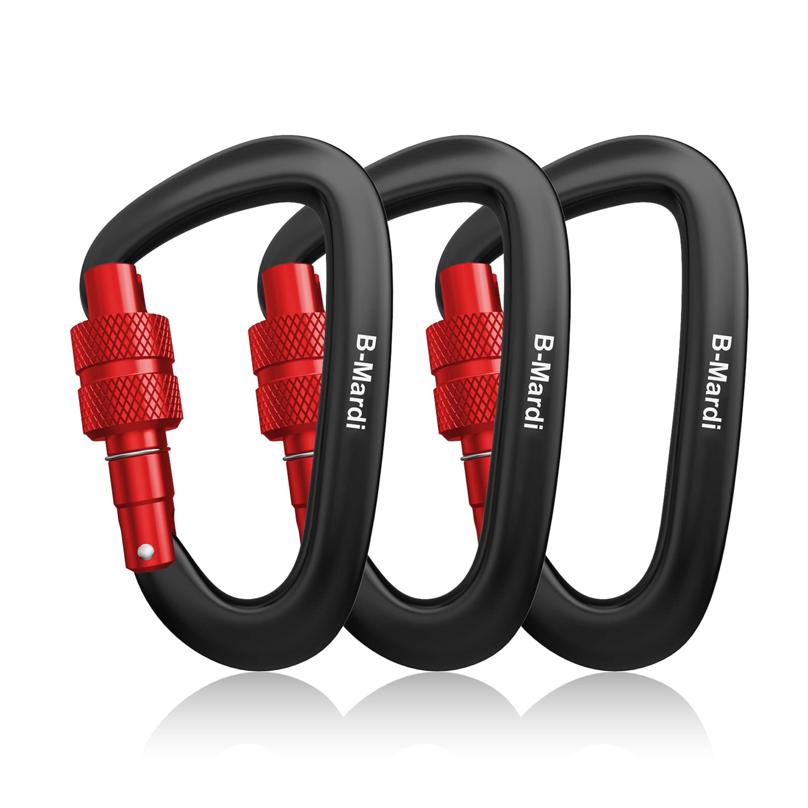 B-Mardi Carabiner Clips Heavy Duty 12kN (2697 lbs)-Lightweight Locking Carabiners for Camping, Hiking, Hammock, Dog Leash Harnes