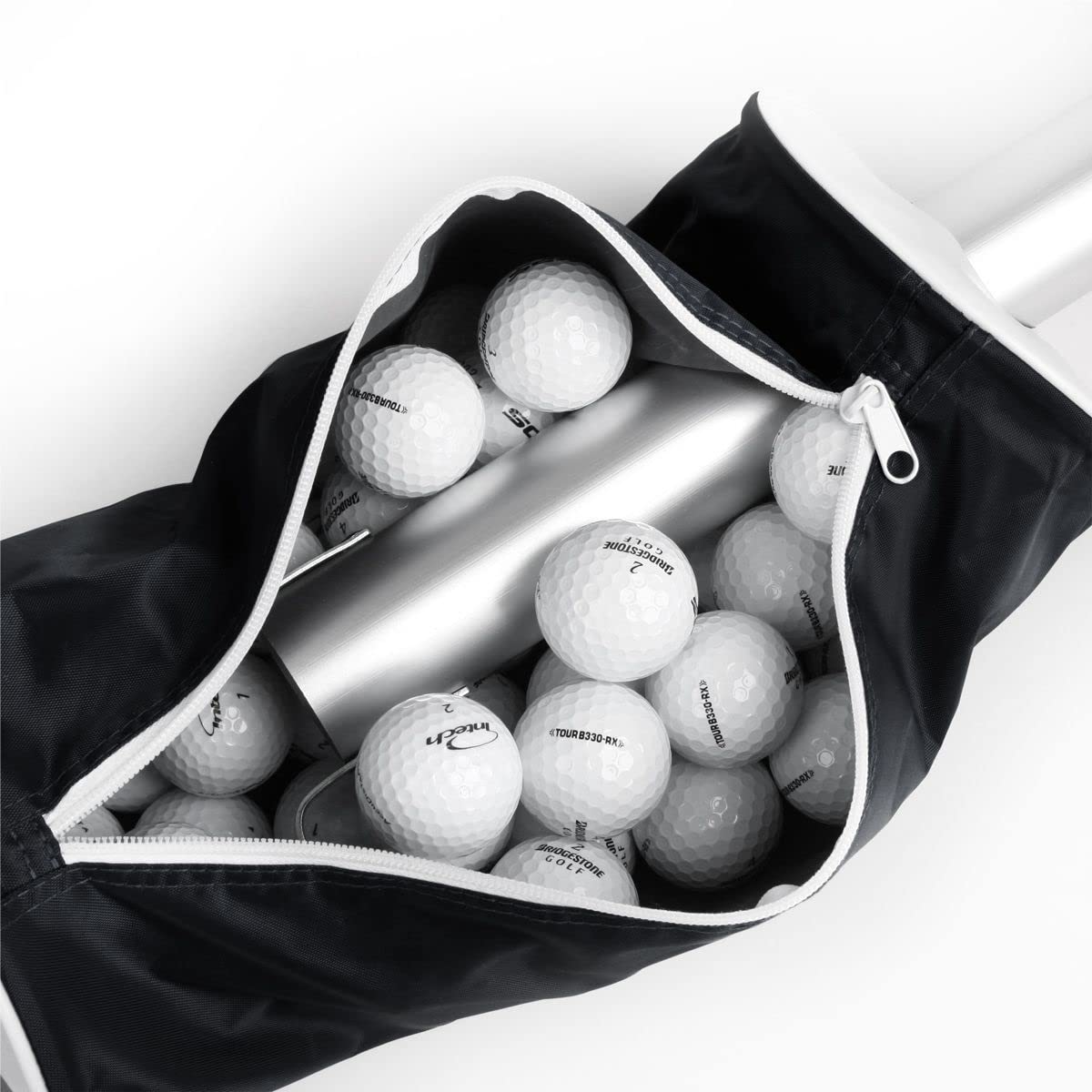 Intech Golf Ball Shag Bag With Aluminum Handle & Frame, Black
