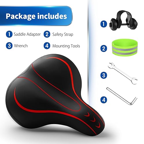 Xmifer Oversized Bike Seat, Comfortable Bike Seat - Universal Replacement Bicycle Saddle - Waterproof Leather Bicycle Seat With