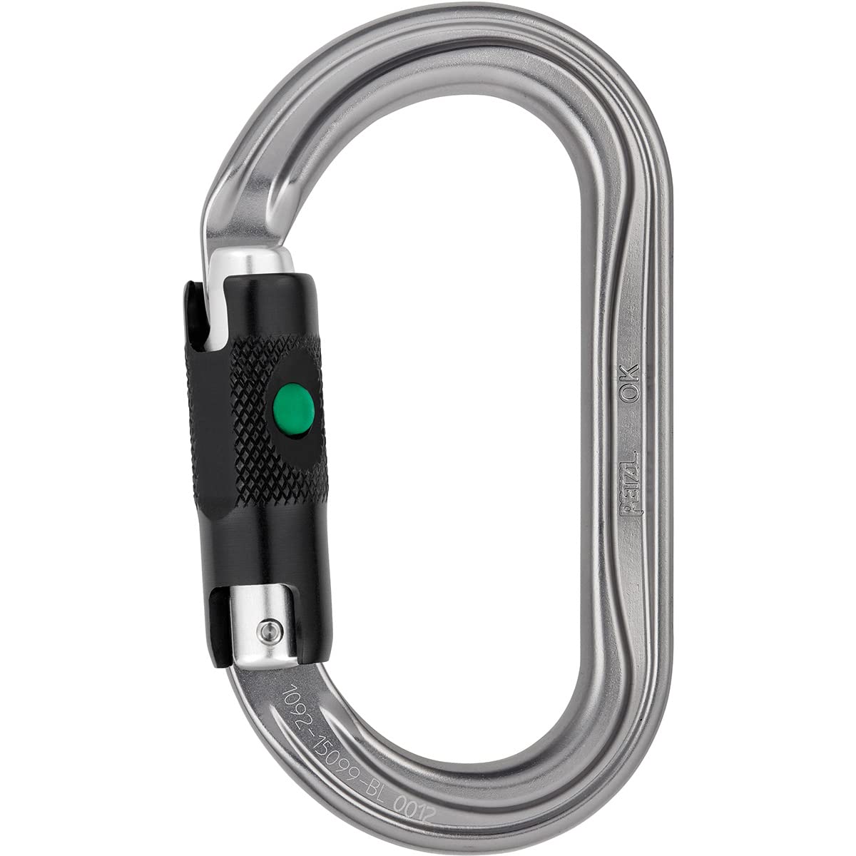 Petzl OK Oval Aluminum Carabiner (Symmetrical) - Gray, Ball-Lock