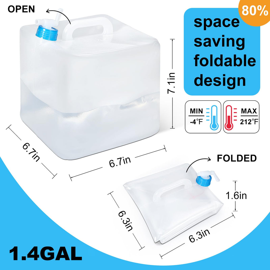 Umetass 2 Pack 1.4 Gallon Collapsible Water Container With Storage Bags, Foldable Cube Water Jugs Portable Water Storage For Out