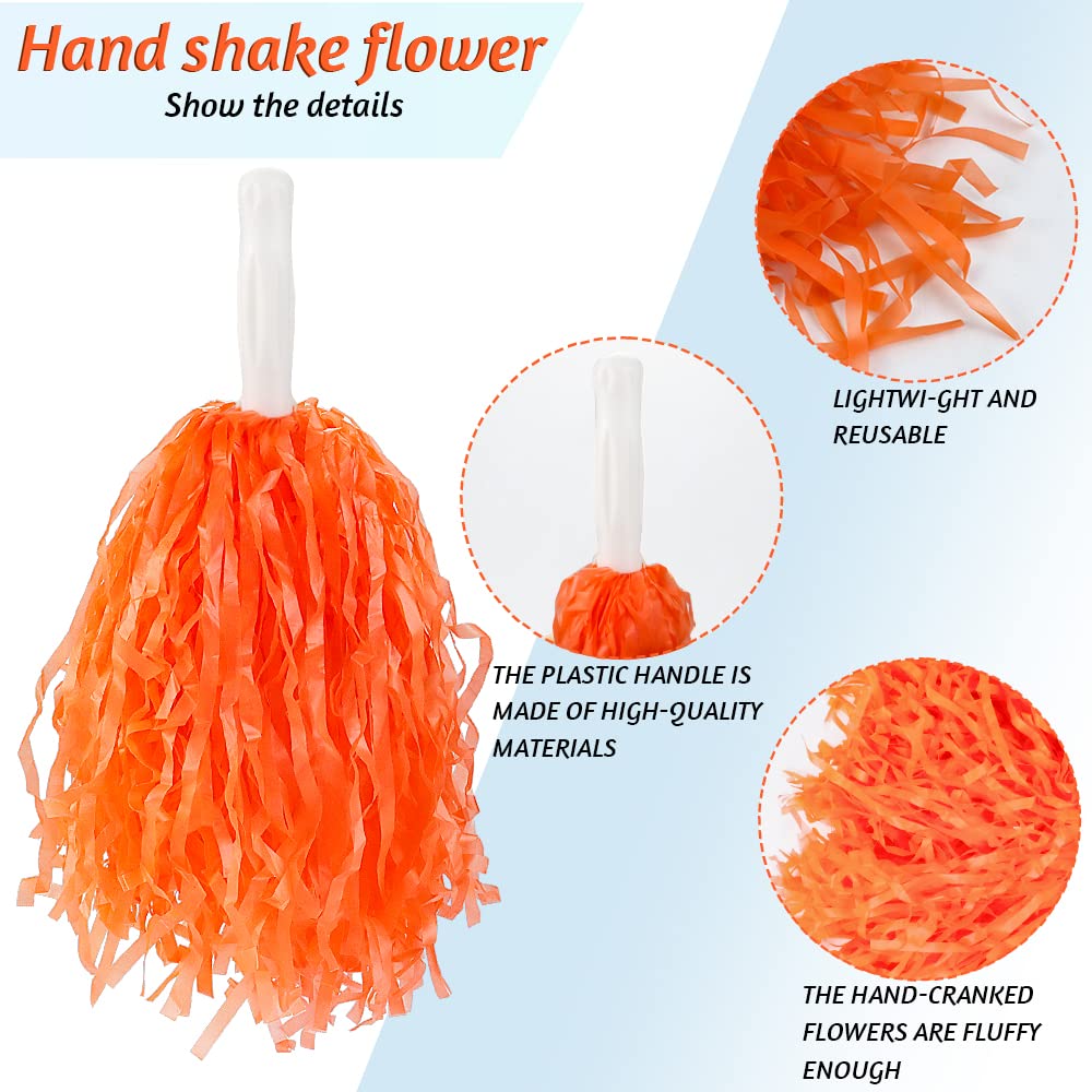 Faxco 12Pack Plastic Pom Poms Cheerleading Pom Poms Sports Dance Cheer Plastic Pom Pom For Rooters,Cheering Squard,Cheering Team
