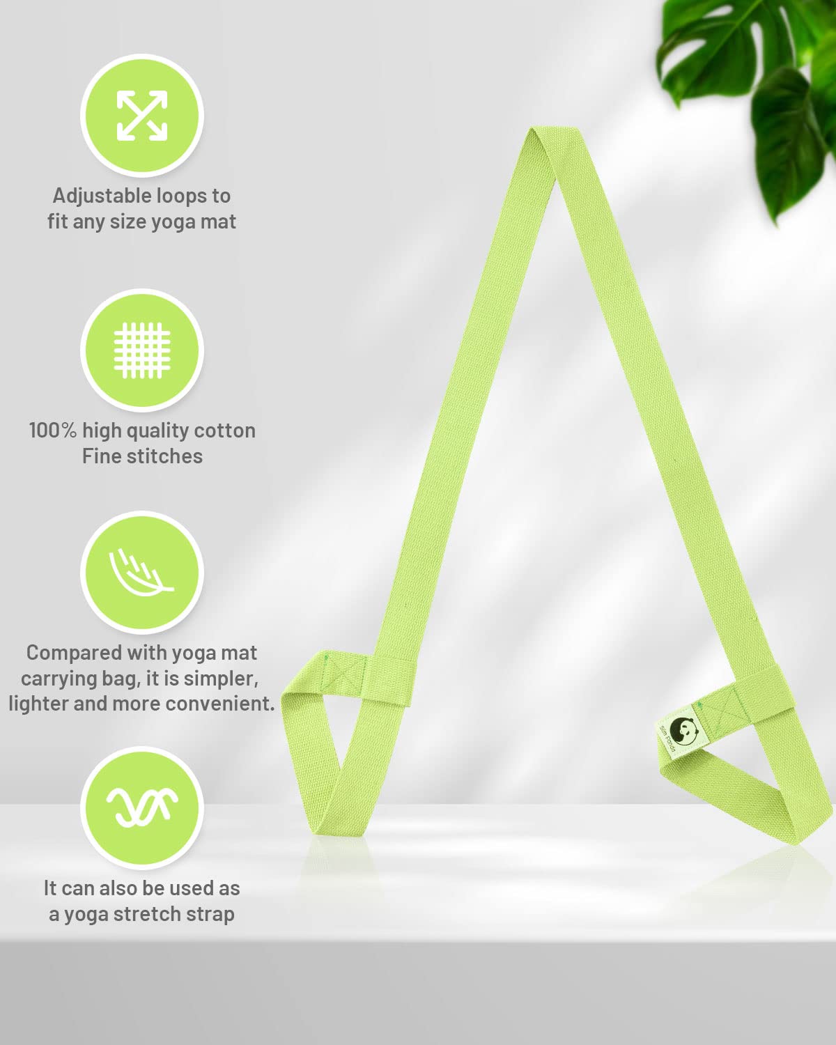 Slim Panda Yoga Mat Straps For Carrying,Adjustable Yoga Mat Carrier, Yoga Mat Sling(Yoga Mat Not Included)(Light Green)
