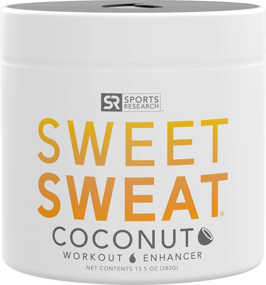 Sports Research Sweet Sweat Workout Enhancer Anti-Chafing Gel - Maximize Your Exercise & Sweat Faster - 13.5Oz Jar (Coconut Scen