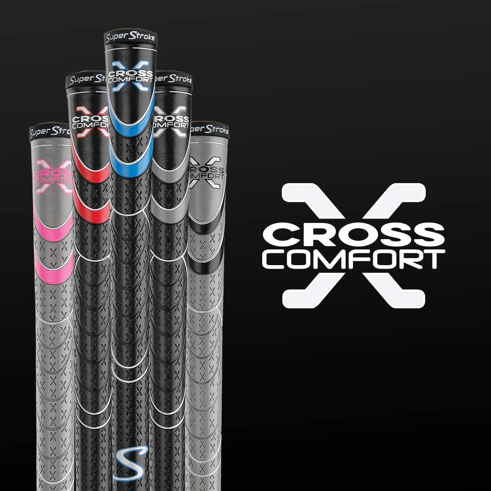 Superstroke Cross Comfort Golf Club Grip, Black/Red (Oversized) | Soft & Tacky Polyurethane That Boosts Traction | X-Style Surfa