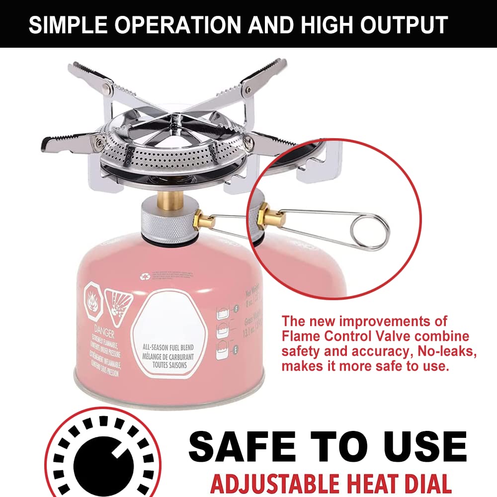 Randder Propane Stove Portable Isobutane Camping Stove With Gas Adapter - 10,000 Btu Single Burner Backpacking Camp Stove For Hi