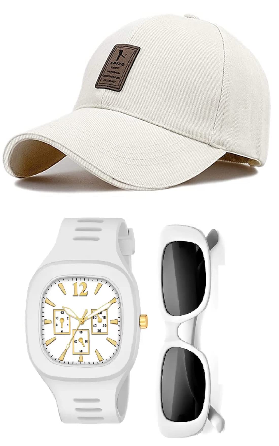 Selloria Brand Cotton Cap And White Sunglass For Unisex Outdoor |Free Size With Adjustable Metal Buckle |Sun Protection |For Men