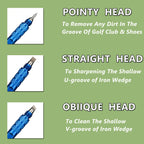 Mazel Golf Club Groove Sharpener Tool For Golf Iron,Wedge,Driver - 3-In-1 Golf Club Cleaner For U & V-Grooves Re-Grooving Tool (