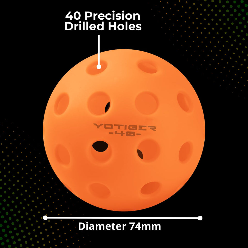 Yotiger Pickleball Balls, 36 Pack 40 Holes Outdoor Pickleball Balls Orange Color, High Visibility And Bounce, Stylish And Durabl