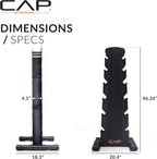 CAP Barbell 210 LB Black Handle Coated Hex Dumbbell Weight Set with Vertical Silver Rack