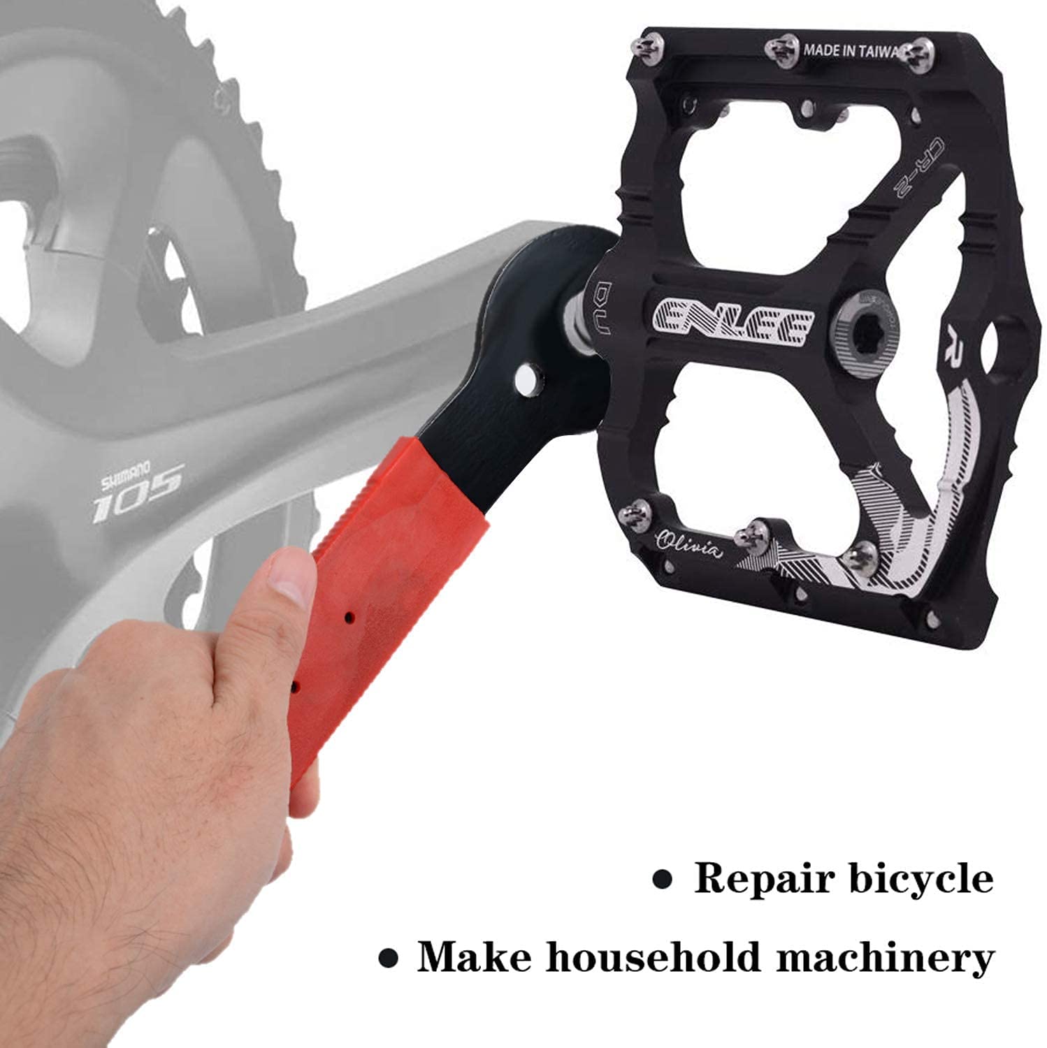 Pedal Wrench Double Sided Bicycle Pedal Removal 15/16/17Mm Bike Spanner Home Mechanic Pedal Repair Tool With Long Hand Comfortab