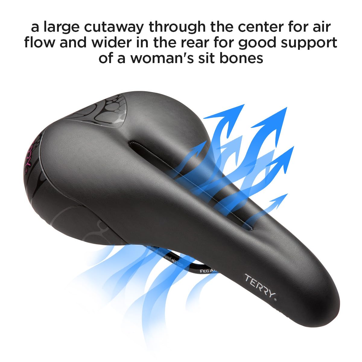 Terry Butterfly Cromoly Bike Saddle - Bicycle Seat For Women - Flexible & Comfortable - Dura-Tek Cover - Black,