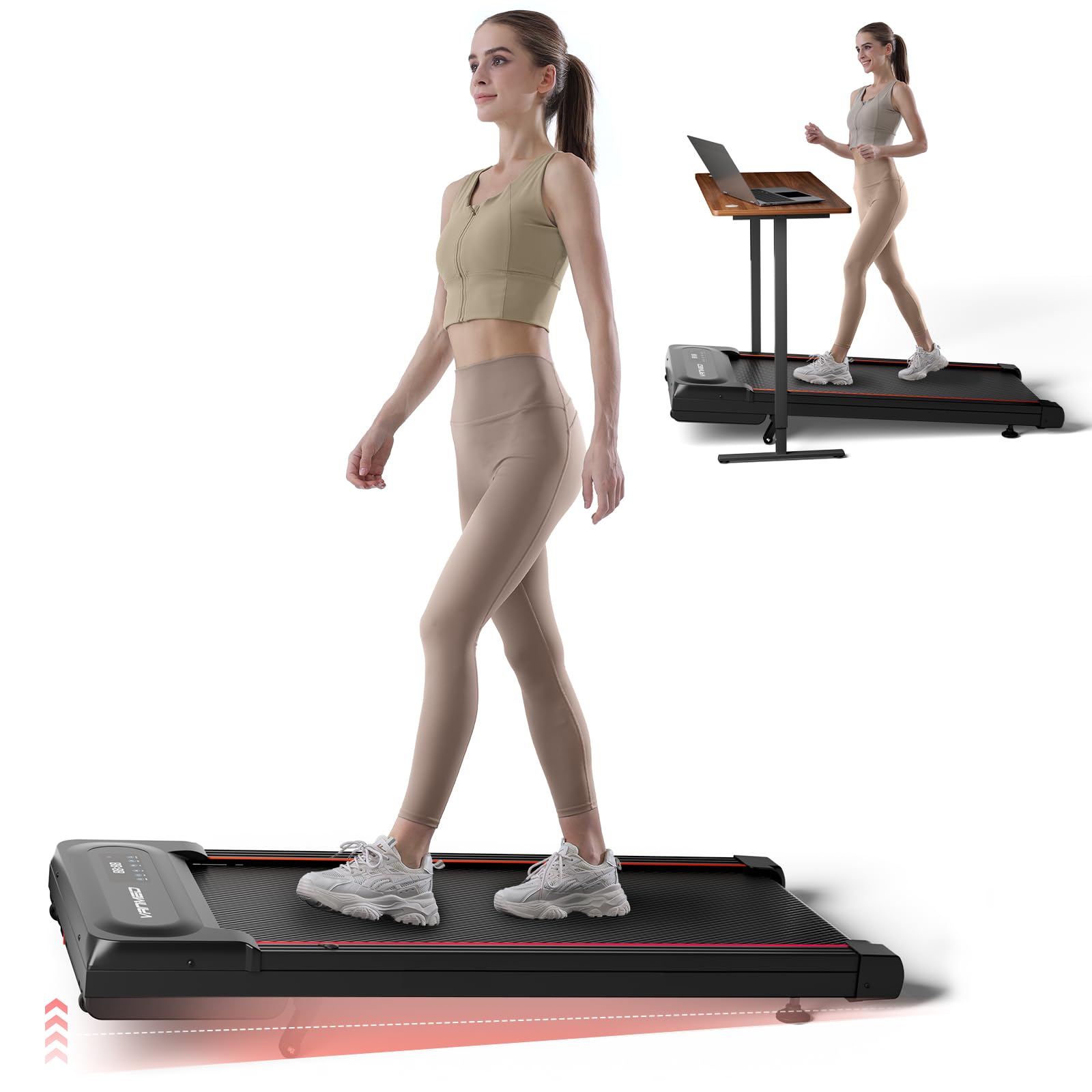 Walking Pad With Auto Incline, Under Desk Folding Treadmill With Remote Control And Led Display For Home Office, 3Hp Portable Wa