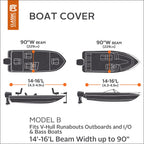 Classic Accessories Stellex All Seasons Boat Cover, Fits Boats 14' - 16'L X 90''W, Trailerable Boat Cover With Polyester Fade-Re