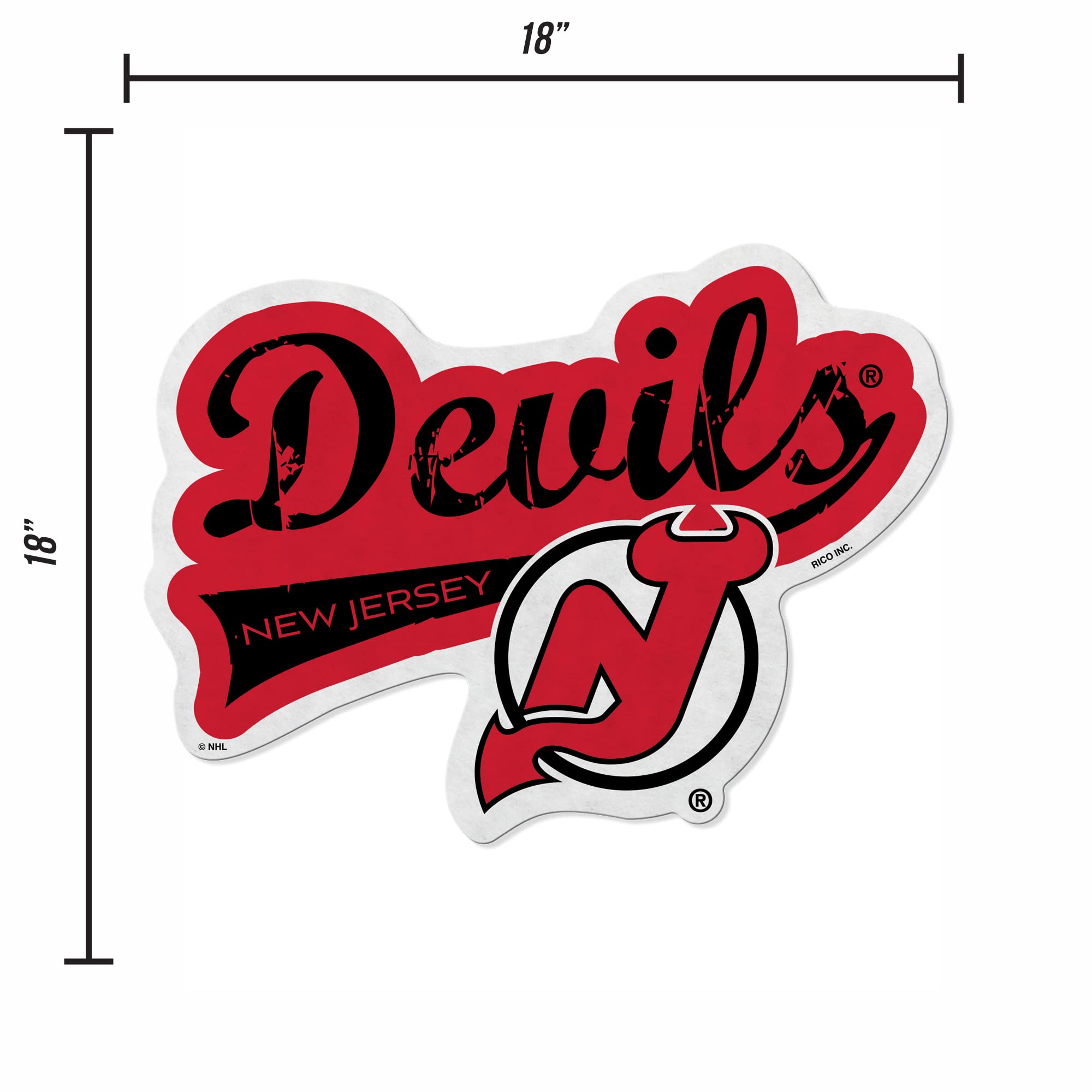 Rico Industries Nhl New Jersey Devils Distressed Shape Cut Pennant - Home And Living Room D  Cor - Soft Felt Ez To Hang