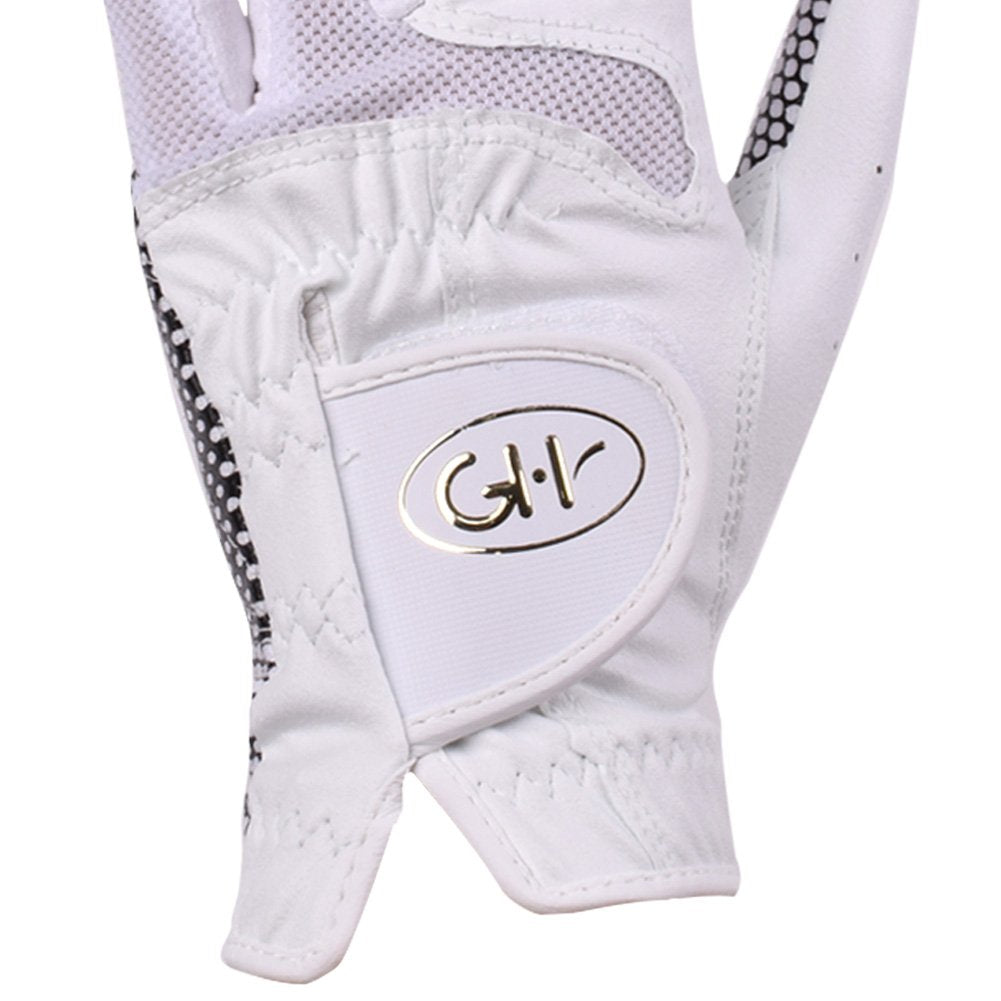 Gh Womens Leather Golf Gloves One Pair - Plain Both Hands (White, 22 (Xl))