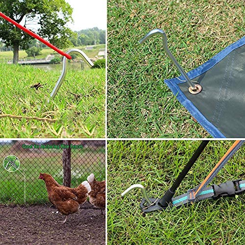 Ok5Star 9 Inch Galvanized Tent Stakes Metal Tent Pegs, Heavy Duty Steel Yard Camping Stakes Tarp Hooks Inflatables Outdoor Decor