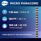Teceum Micro Paracord - Urban Camo - 1.18 Mm X 125 Ft - Micro Utility Cord - Thin Braided Paracord Rope Nylon Polyester - Wind C