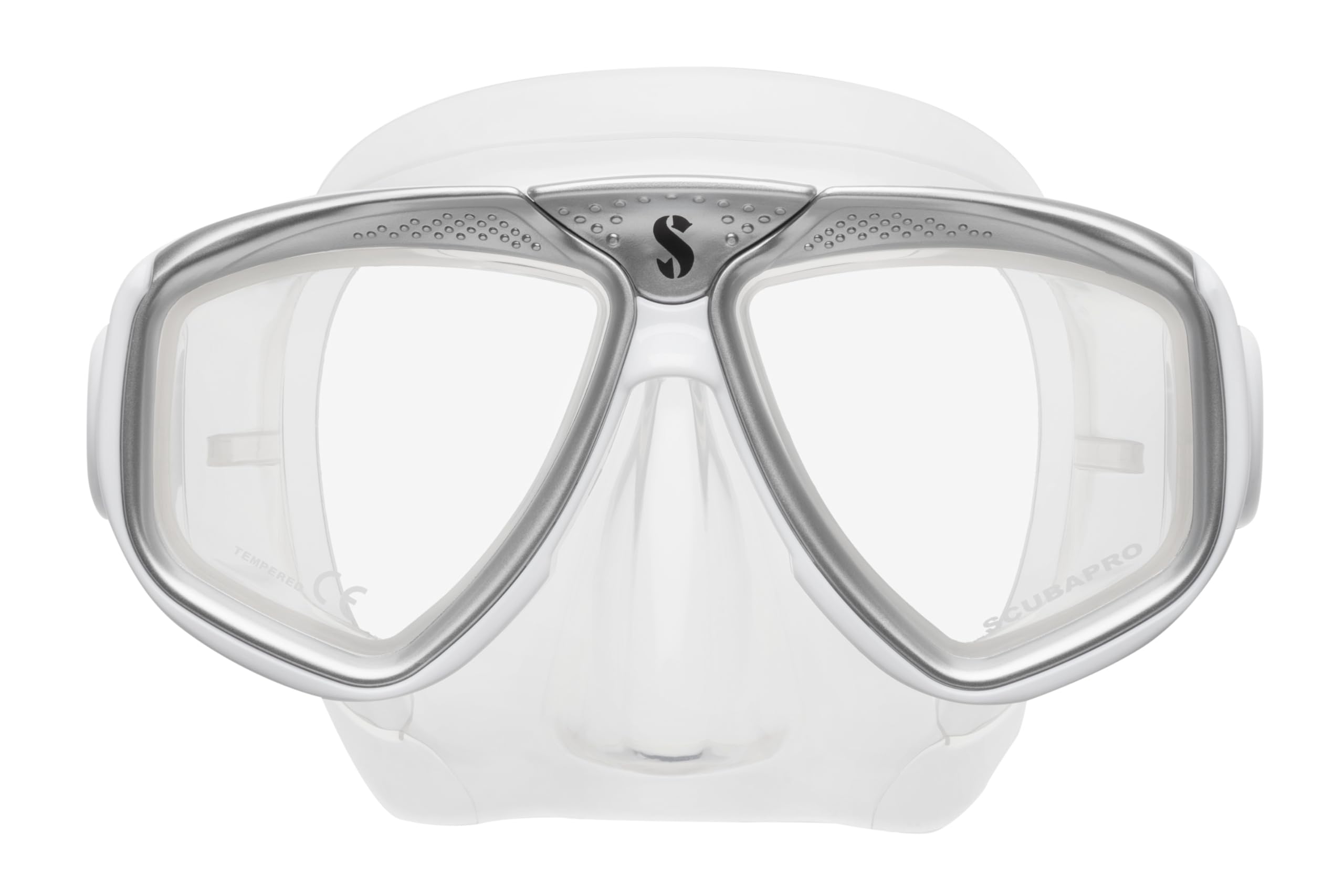 SCUBAPRO Zoom Scuba Mask with Ultra Clear Dual Lens and Lens-Change System for Optical Lenses for Diving, Clear/White/Silver