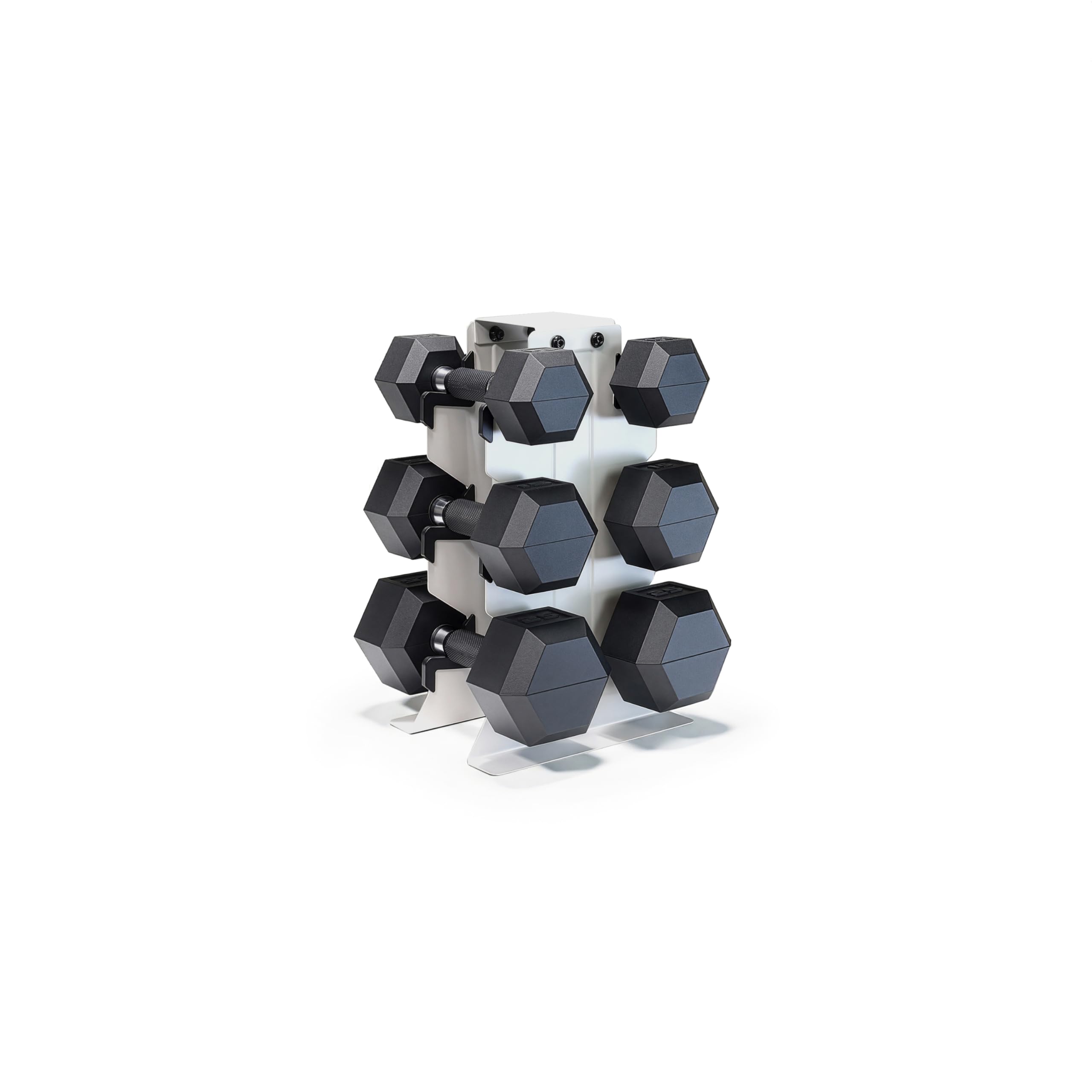 CAP 100 lb Dumbbell Set with Rack, Rubber Coated Hex Free Weight Set, Compact Vertical Storage, for Strength Training, Comfort G