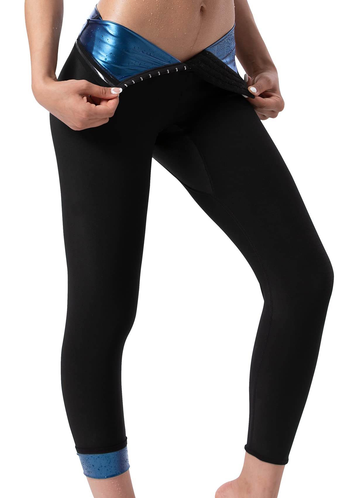 Qzsh Sauna Pants Women Sweat Capris Slimming Leggings,Mesh Crotch,High Waist Workout Body Shaper Suits?Tbh700301S?