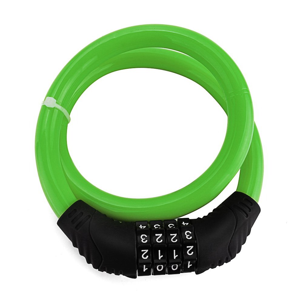 Sanwo Security Bike Lock Resettable Combination Cable Lock For Bicycle (Green)