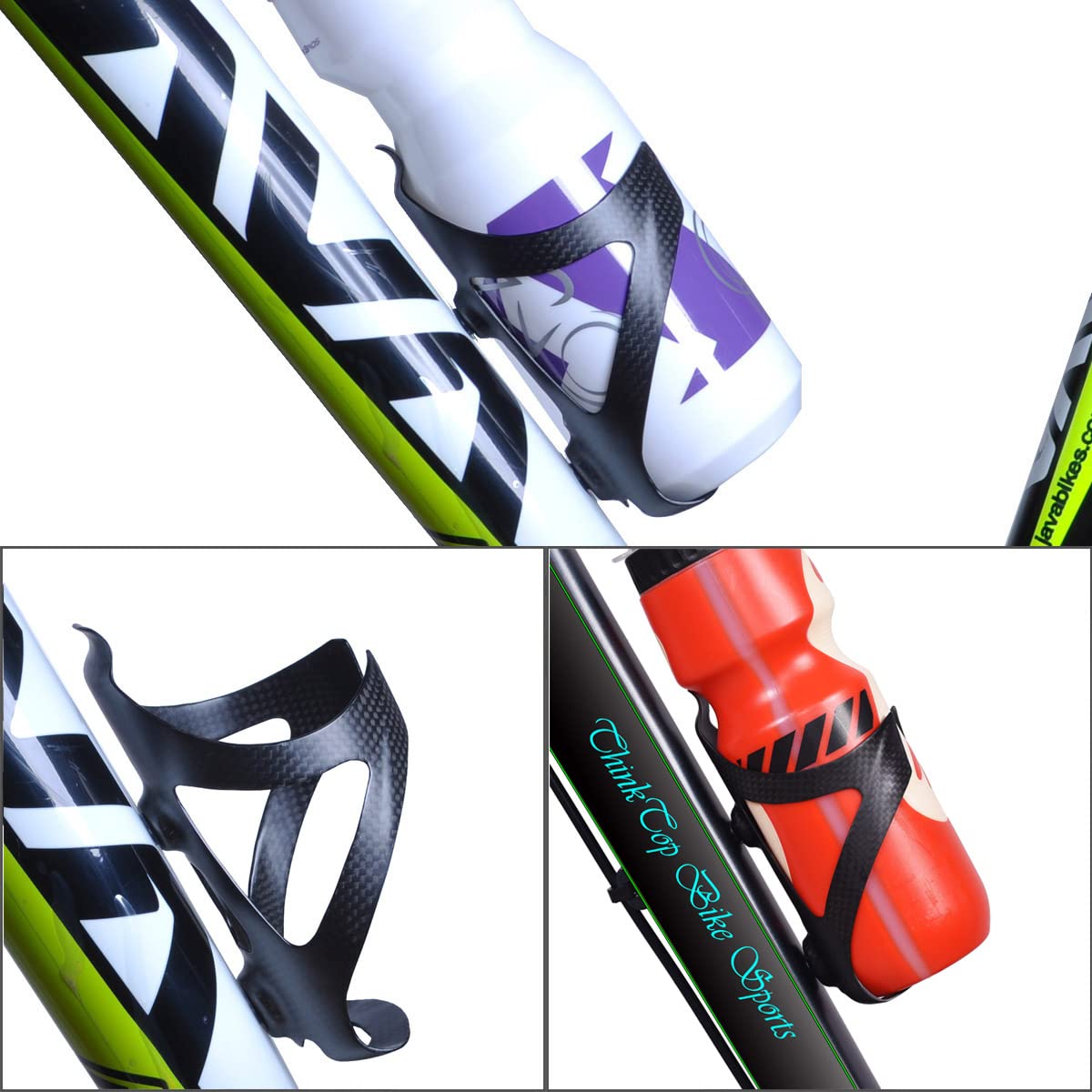 Thinktop 2 Pack Ultra-Light Full Carbon Fiber Bicycle Bike Drink Water Bottle Cage Holder Brackets For Road Bike Mtb Cycling