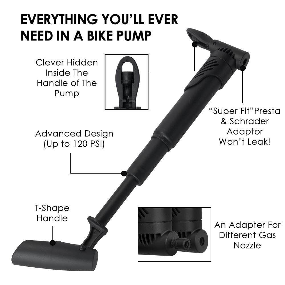 Wotow Bike Tire Repair Tool Kit, Waterproof Frame Storage Bag & Mini Bike Pump & 11 In 1 Multitool & Bicycle Tyre Lever Patch Po