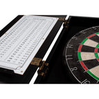 Gse Professional Solid Wood Classic Dartboard Cabinet With Sisal/Bristle Dartboard, Dart Scoreboard, And 6 Steel Tip Darts, Easy