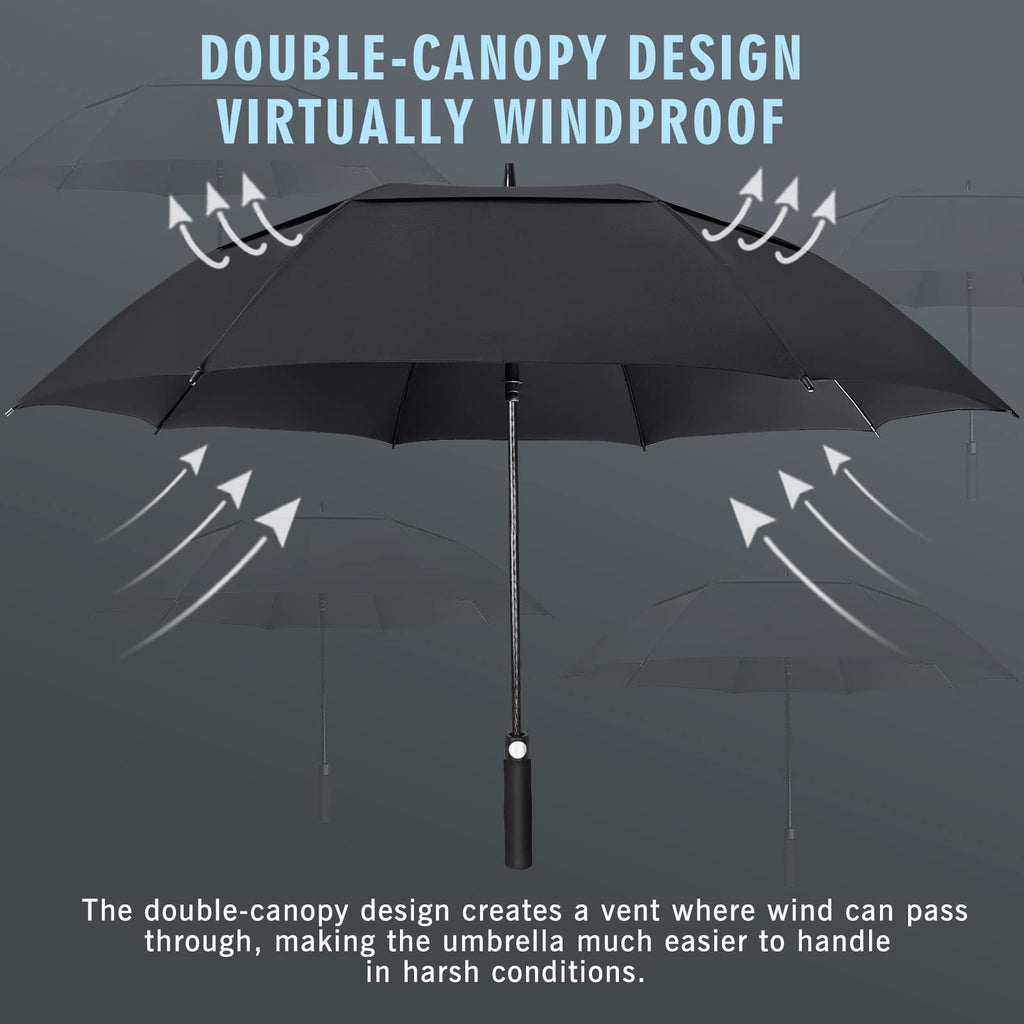 Zomake Large Golf Umbrella 54 Inch - Double Canopy Vented Golf Umbrellas For Rain Windproof Automatic Open Golf Push Cart Umbrel