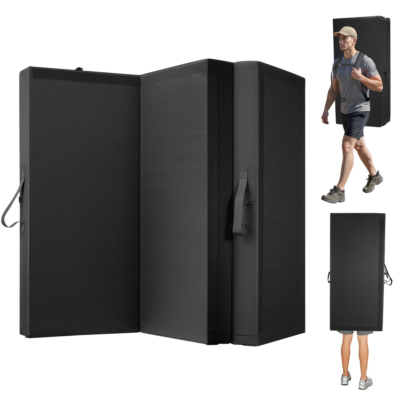 VEVOR Bouldering Crash Pad, Bi-Fold Rock Climbing Crash Pad with Adjustable Backpack Straps and Handle, Foldable Lightweight for