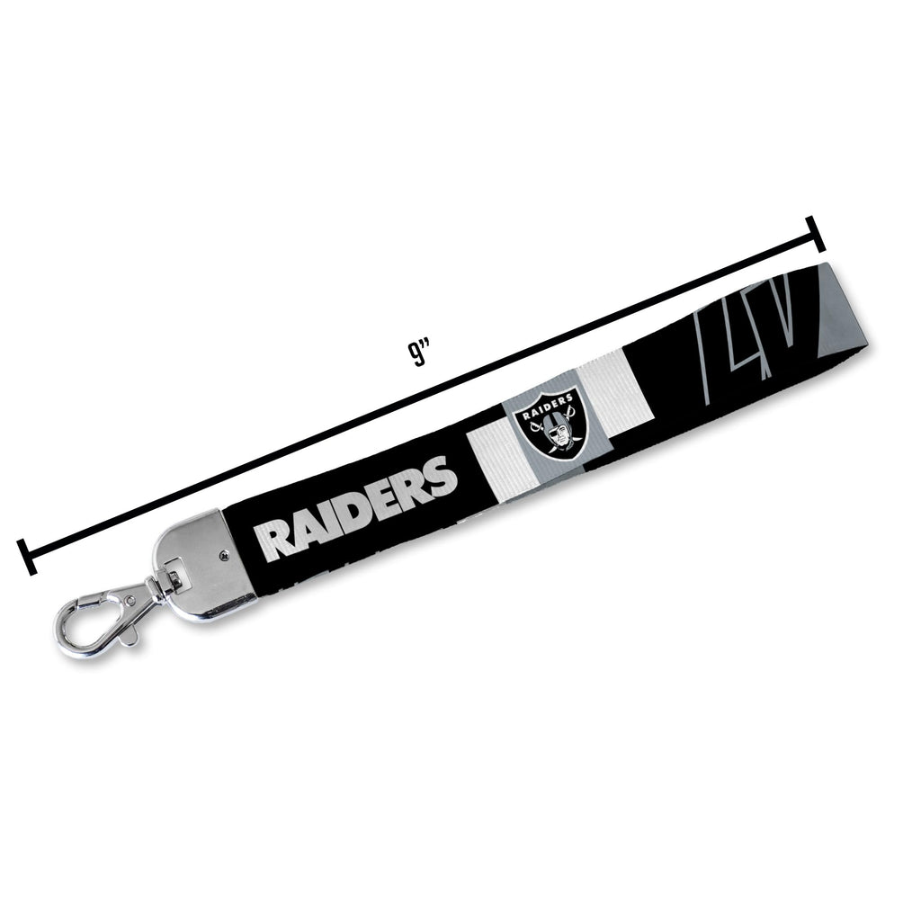 Rico Industries Nfl Football Las Vegas Raiders Standard Wrist Lanyard Key Chain, Cute Wristlet Strap Keychain Holder For Women M