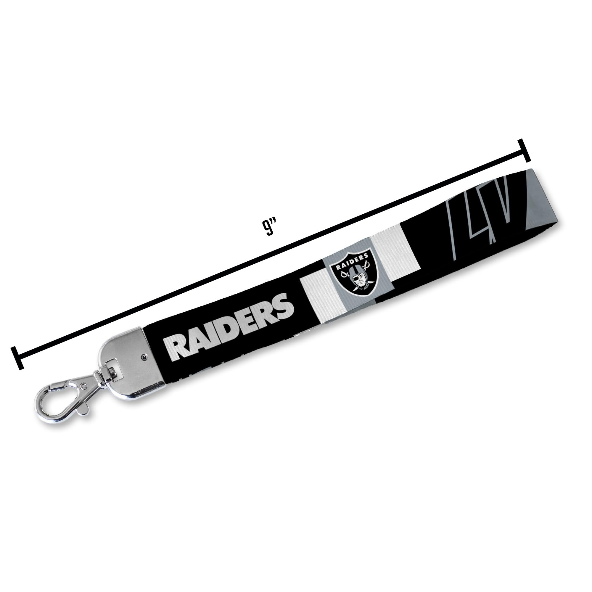 Rico Industries Nfl Football Las Vegas Raiders Standard Wrist Lanyard Key Chain, Cute Wristlet Strap Keychain Holder For Women M