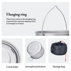 Ibasingo 1300Ml Outdoor Titanium Pot With Lid Folding Handle Camping Hiking Picnic Ultralight Bowl Tableware Only 166.5G Ti2043C