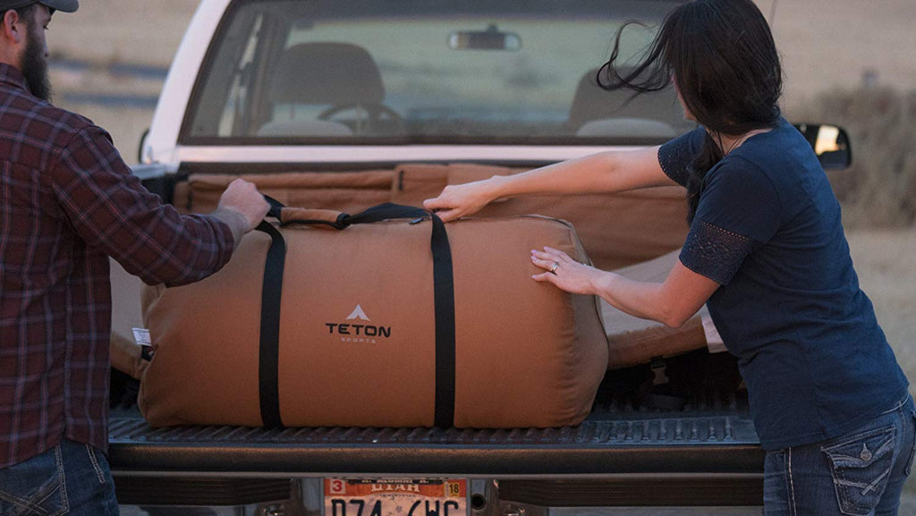 Teton Sports Canvas Mammoth Queen-Size Double Sleeping Bag; Warm And Comfortable For Family Camping , Brown Canvas, 94'' X 62''
