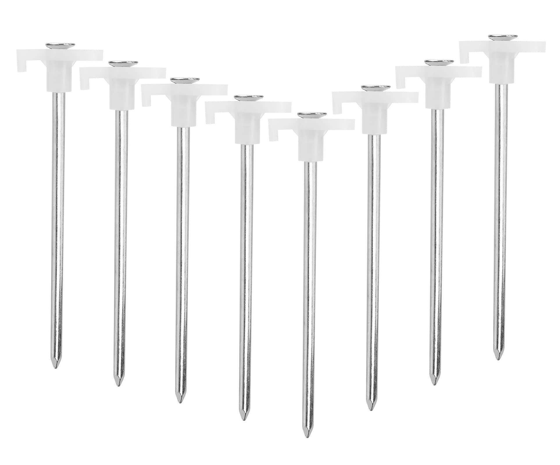Tent Stakes, Galvanized Steel Pop Up Tent Stakes Pegs With Fluorescent Stopper For Pitching Camping Tents Canopy (White)