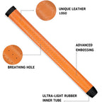 Shabier Light Weight Breathable Leather Golf Putter Grip Pure Handmade Soft Leather Golf Grips (Orange)