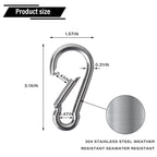 Grandbuy 3.15 Inch Large Spring Snap Hook Carabiner, 304 Stainless Steel Snap Hook Heavy Duty Carabiner Clip, Stainless Steel Sp