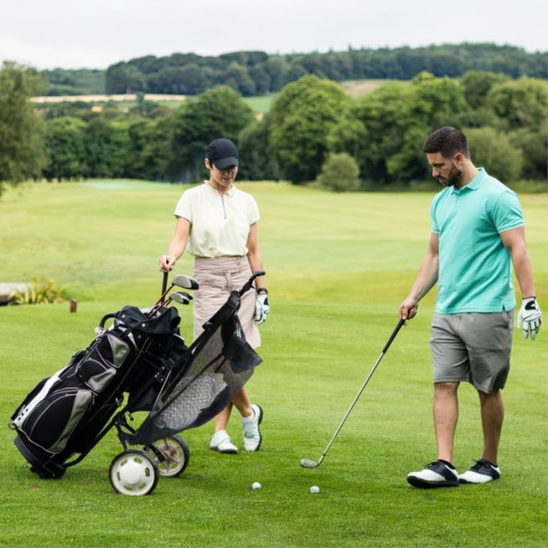 Golf Push Cart Accessories - Golf Push Cart Backside Extension Storage Bag With Top-Closing Lid, Access To The Items Easily, Bla