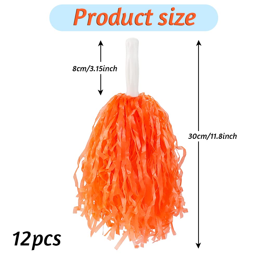Faxco 12Pack Plastic Pom Poms Cheerleading Pom Poms Sports Dance Cheer Plastic Pom Pom For Rooters,Cheering Squard,Cheering Team