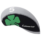 Craftsman Golf Black & Gray 11Pcs/Set (3,4,5,6,7,8,9,P,A,S,L Clover Neoprene Iron Headcover Set Covers Protector Case