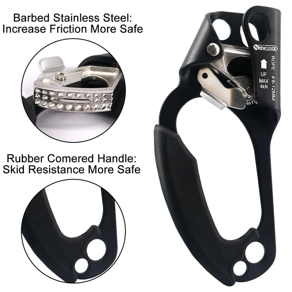 Newdoar Left Hand Ascender Rock Climbing Tree Arborist Rappelling Gear Equipment Ce Certified Rope Clamp For 8~13Mm Rope(Left Ha