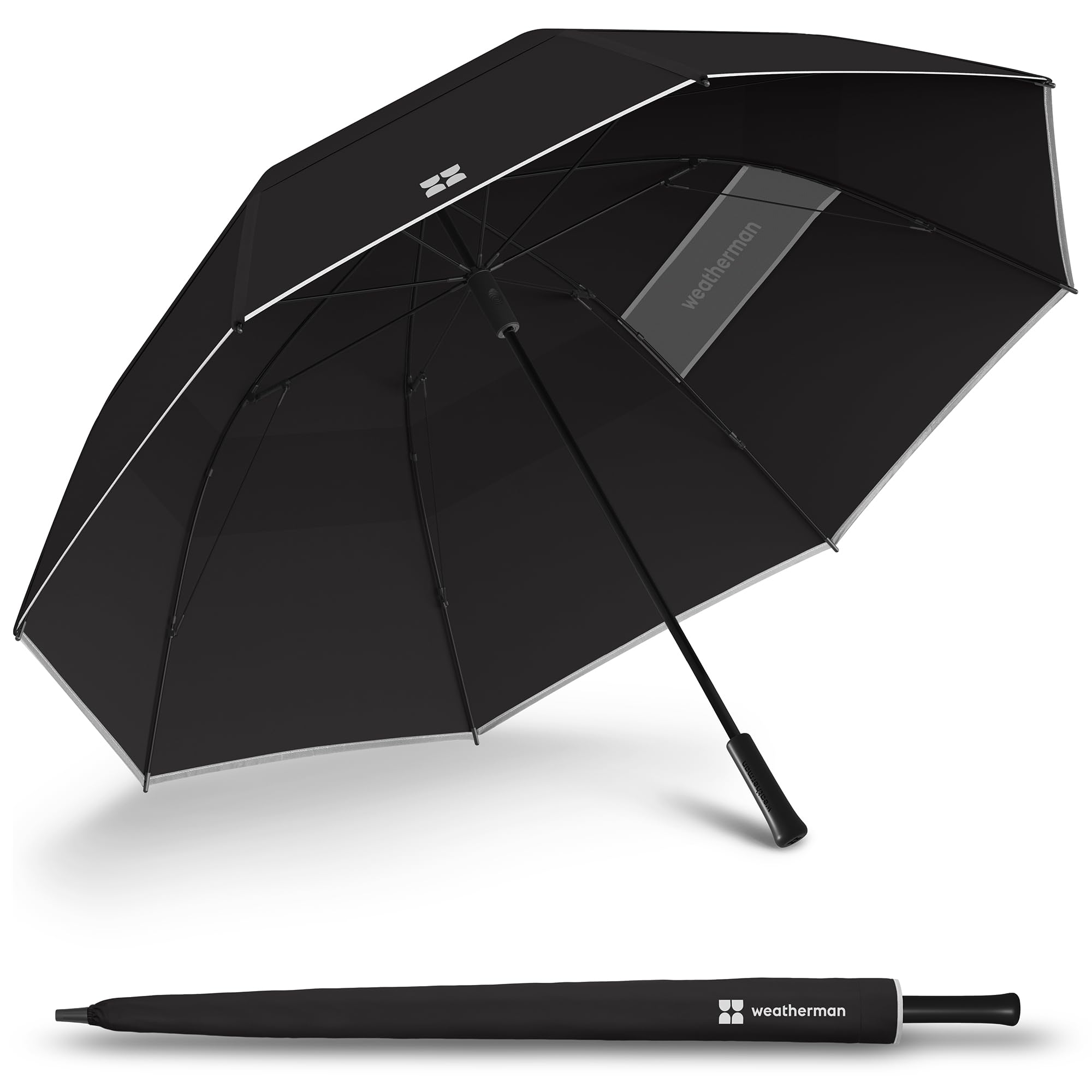 Weatherman Umbrella - Golf Lite Umbrella Extra Large Big Oversize Windproof for Golf Bag Push Cart w/ UV Protection - Waterproof