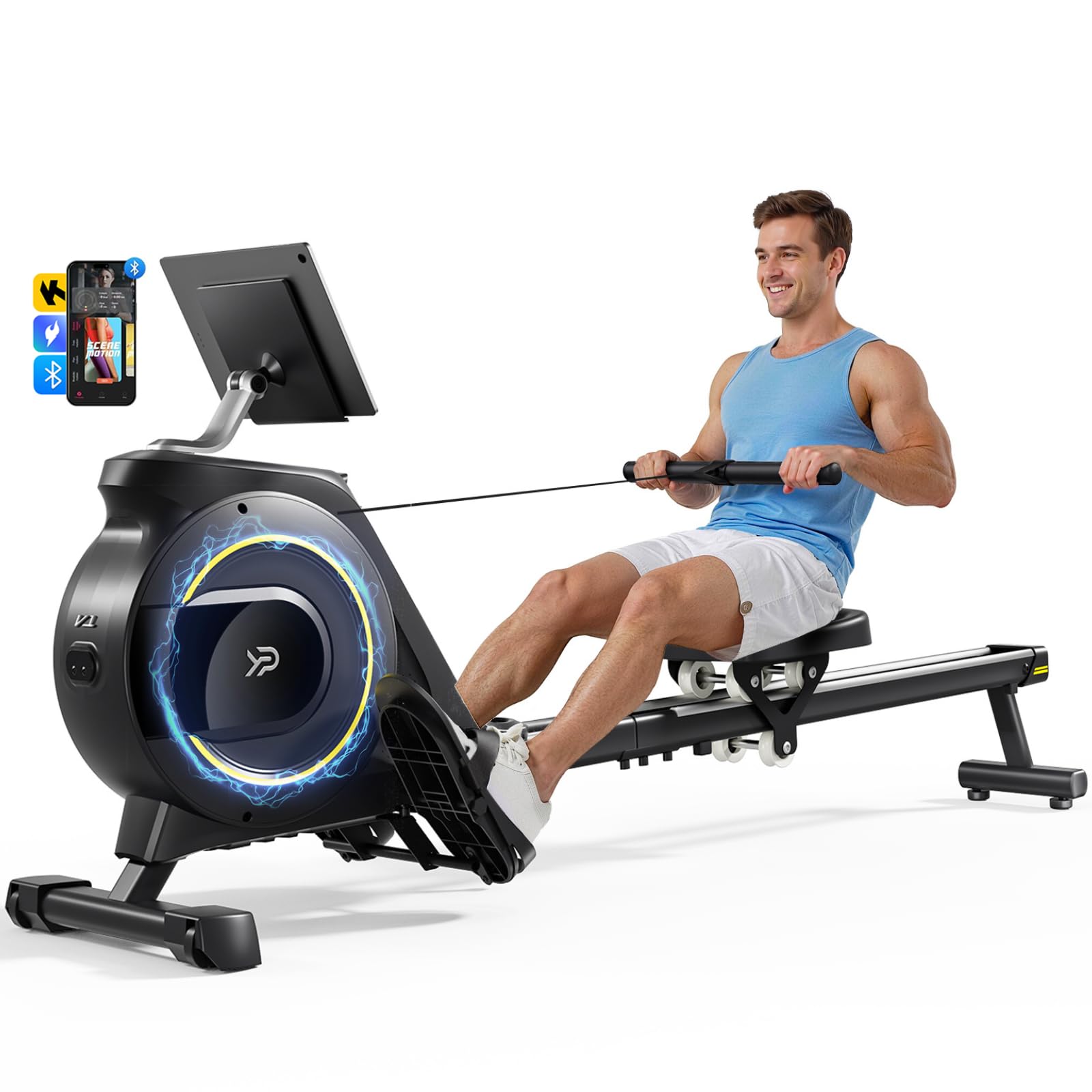 Rowing Machine for Home, 350 LB Capacity, 16-Level Silent Resistance, Magnetic Rowing Machines for Home Foldable, Full-Body Work