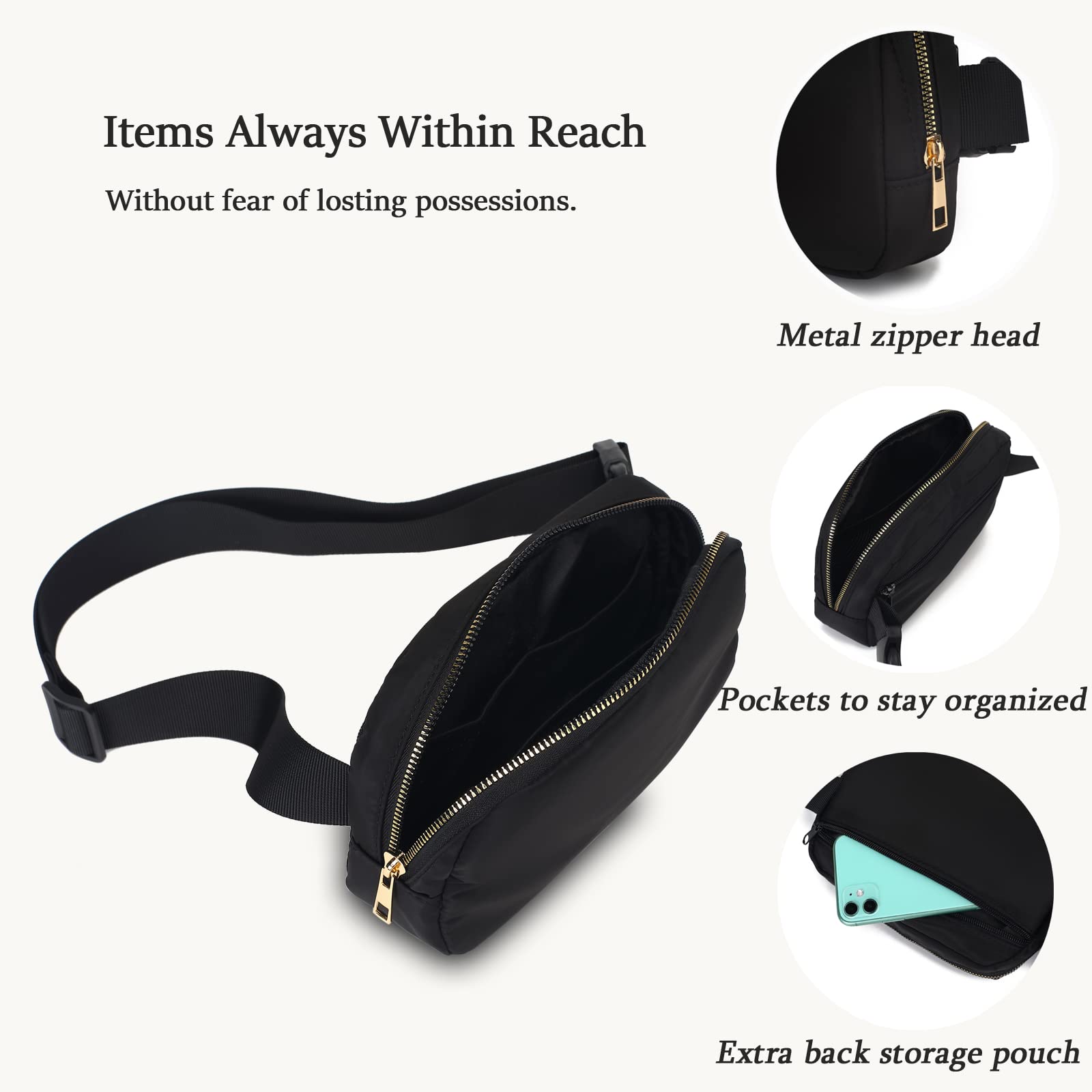 Daitet Everywhere Belt Bag For Men&Women, Crossbody Fanny Pack & Waist Bag With Adjustable Strap For Outdoors Workout Traveling