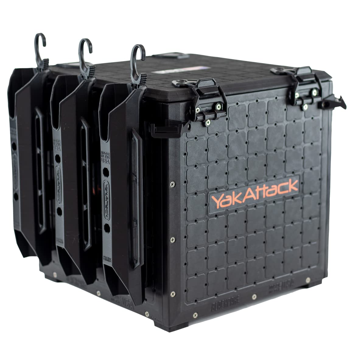 YakAttack BlackPak Pro Kayak Fishing Crate - Includes 3 Attachable Fishing Rod Holders, 13 x 13 - Black | Kayak Fishing Accessor